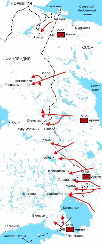 Схема наступления частей Красной Армии. Декабрь 1939 г.